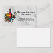 Handgetekende wijnfles en glas visitekaartje (Voorkant / Achterkant)