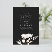 Handgetekende Wildbloemen Black Bewaar de datum Save The Date (Staand voorkant)