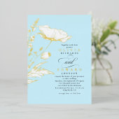 Handgetekende Wildbloemen Elegant Lichtblauw Bruil Folie Uitnodiging (Staand Voorkant)