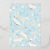 Handgetekende Wildbloemen Elegant Lichtblauw Bruil Folie Uitnodiging (Achterkant)