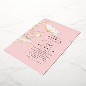 Handgetekende Wildbloemen Elegante Blush Roze Brui Folie Uitnodiging (Gedraaid)