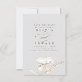 Handgetekende Wildbloemen Licht grijs Opslaan Datu Save The Date (Voorkant)