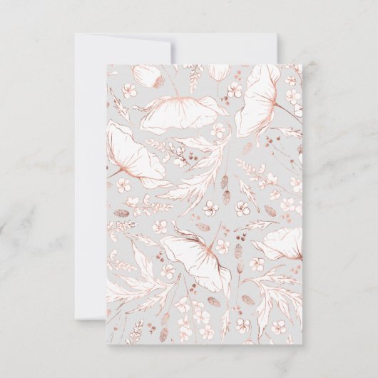 Handgetekende Wildbloemen Roos Gold Wedding RSVP (Achterkant)