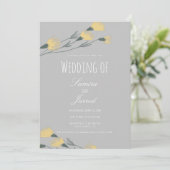 Handgetekende Wilde Bloem Botanische Grijze Bruilo Kaart (Staand voorkant)