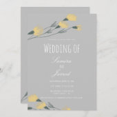 Handgetekende Wilde Bloem Botanische Grijze Bruilo Kaart (Voorkant / Achterkant)