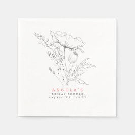 Handgetekende wilde bloemen Elegant Minimaal Servet