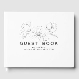 Handgetekende wilde bloemen Elegant modern Gastenboek