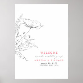 Handgetekende wilde bloemen Wedding Welkomstteken Poster