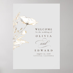 Handgetekende wilde bloemen Wedding Welkomstteken Poster