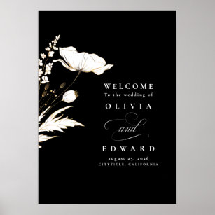 Handgetekende wilde bloemen Wedding Welkomstteken Poster