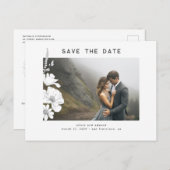 Handgetekende Wildflower Elegant Sla de datumfoto Aankondigingskaart (Voorkant / Achterkant)