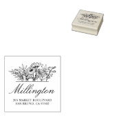 Handgetekende Wildflower Familienaam Retouradres Rubberstempel (Gestempeld)