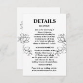 Handgetekende Wildflower Pattern Wedding Details Informatiekaartje (Voorkant / Achterkant)