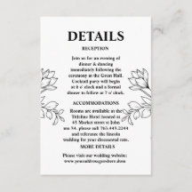 Handgetekende Wildflower Pattern Wedding Details