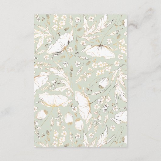 Handgetekende Wildflower Pattern Wedding Details Informatiekaartje (Achterkant)