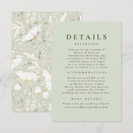 Handgetekende Wildflower Pattern Wedding Details Informatiekaartje