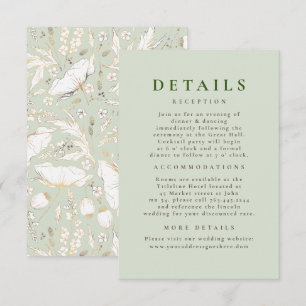 Handgetekende Wildflower Pattern Wedding Details Informatiekaartje