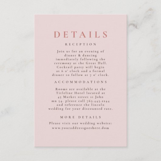 Handgetekende Wildflower Pattern Wedding Details Informatiekaartje (Voorkant)