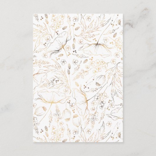 Handgetekende Wildflower Pattern Wedding Details Informatiekaartje (Achterkant)