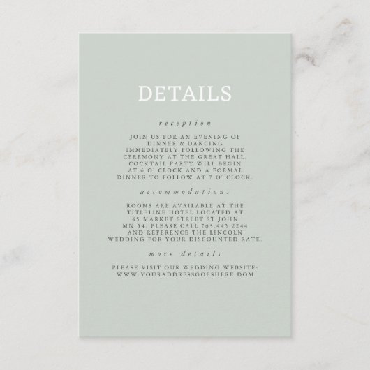 Handgetekende Wildflower Pattern Wedding Details Informatiekaartje (Voorkant)