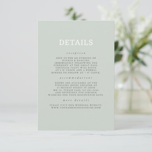 Handgetekende Wildflower Pattern Wedding Details Informatiekaartje (Staand voorkant)