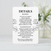 Handgetekende Wildflower Pattern Wedding Details Informatiekaartje (Staand voorkant)