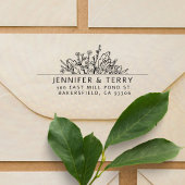 Handgetekende Wildflowers Bruiloft retouradres Zelfinktende Stempel