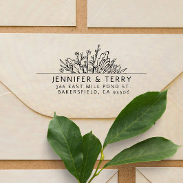 Handgetekende Wildflowers Bruiloft retouradres Zelfinktende Stempel