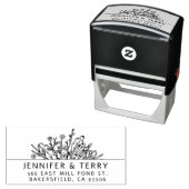 Handgetekende Wildflowers Bruiloft retouradres Zelfinktende Stempel (In situ)