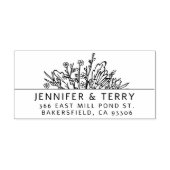 Handgetekende Wildflowers Bruiloft retouradres Zelfinktende Stempel (Design)