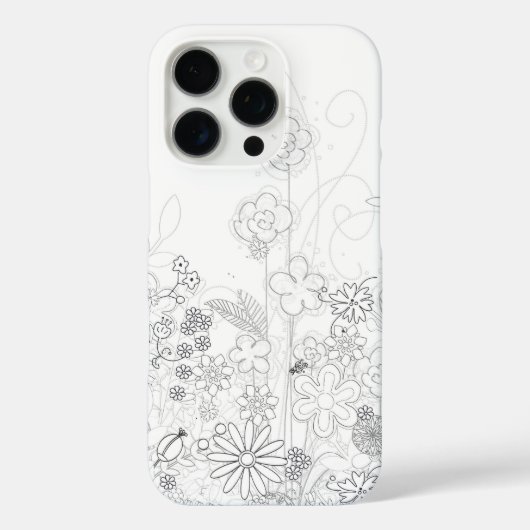 Handgetekende Wildflowers Zwart-wit Case-Mate iPhone Case (Achterkant)
