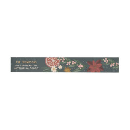 Handgetekende Winter Florals Wraparound adreslabel