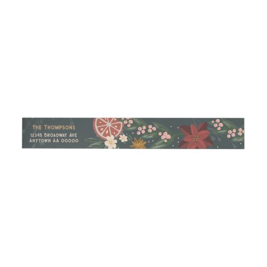 Handgetekende Winter Florals Wraparound adreslabel (Individueel)