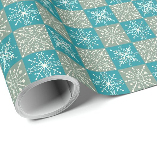 Handgetekende Winter Snowflake Patroon – Cosy Nord Cadeaupapier (Rol Hoek)