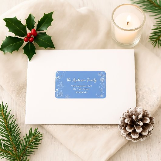 Handgetekende Winter Wonderland Holiday Etiket