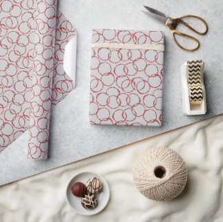 Handgetekende winterbessenkrans grijs cadeaupapier