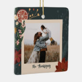 Handgetekende winterbloemen & Sinaasappels Foto Keramisch Ornament (Rechts)