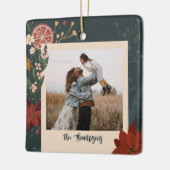 Handgetekende winterbloemen & Sinaasappels Foto Keramisch Ornament (Links)