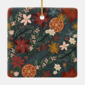 Handgetekende winterbloemen & Sinaasappels Foto Keramisch Ornament (Achterkant)