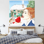 Handgetekende winterdag canvas afdruk (Insitu (Slaapkamer))