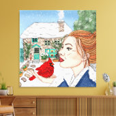 Handgetekende winterdag canvas afdruk (Insitu (Woonkamer))