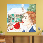 Handgetekende winterdag canvas afdruk (Insitu (Woonkamer))