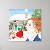 Handgetekende winterdag canvas afdruk (Voorkant)