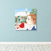 Handgetekende Winterdag, Engels Cottage Canvas Afdruk (Insitu (Houten vloer))