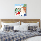 Handgetekende Winterdag, Engels Cottage Canvas Afdruk (Insitu (Slaapkamer))