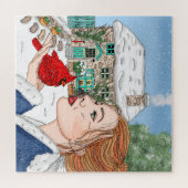 Handgetekende Winterdag, Engels Cottage Legpuzzel (Horizontaal)