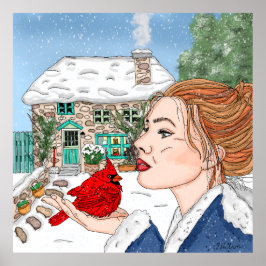 Handgetekende winterdag poster