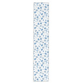Handgetekende Winterpatroon Blauwe Witte Tafel Run Medium Tafelloper (Voorkant)