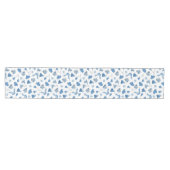 Handgetekende Winterpatroon Blauwe Witte Tafel Run Medium Tafelloper (Horizontaal)
