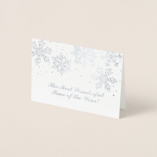Handgetekende wintersneeuwvlokken | Christmas Folie Kaarten (Voorkant)